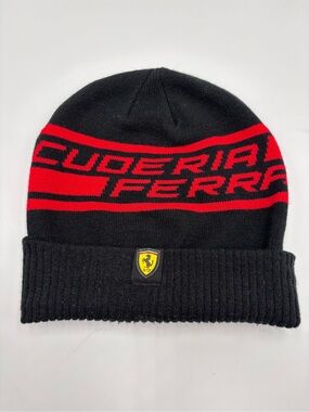 Puma Scuderia Ferrari Fanwear Size OSFA Logo Beanie Hat Black/Red